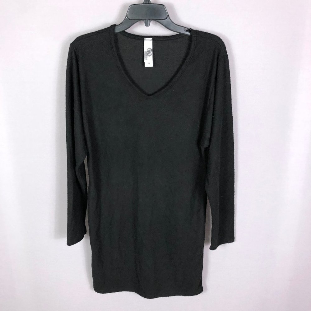 Go Couture Womens Black V Neck Sweater Mini Dress Size Medium
